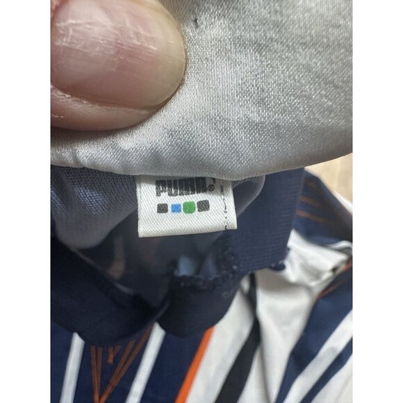 PUMA Vintage Blue & Orange Geometric Soccer Jersey Long Sleeve Shirt Size Large - Picture 3 of 10